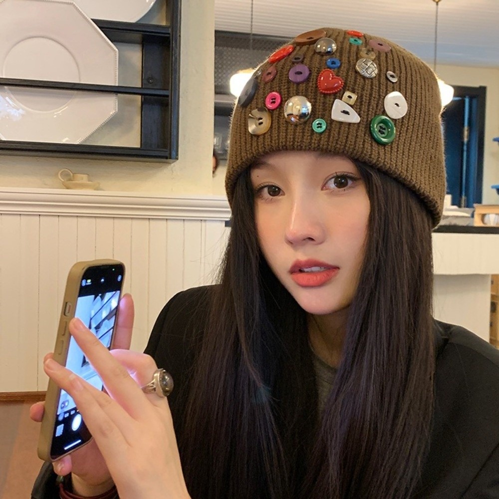 Colorful Button Beanie Hat Irr - Beanie Cuffed Knit 评论和价格