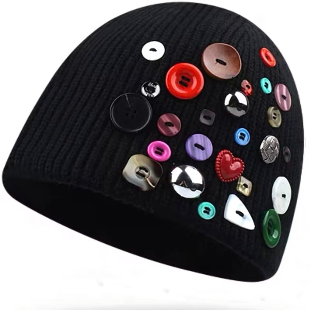 Colorful Button Beanie Hat Irr - Beanie Cuffed Knit 评论和价格